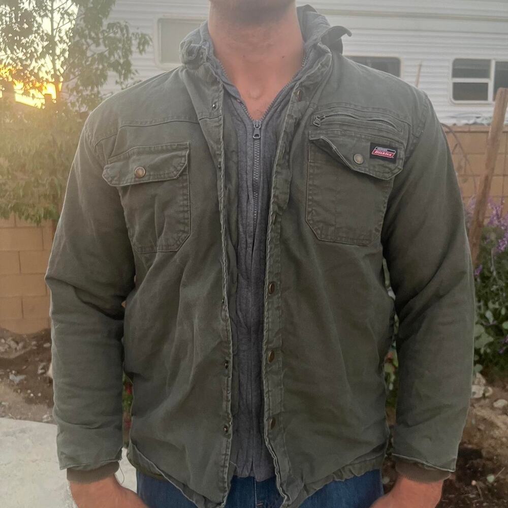 Olive military green dickie hoodie sweatshirt full zip jacket